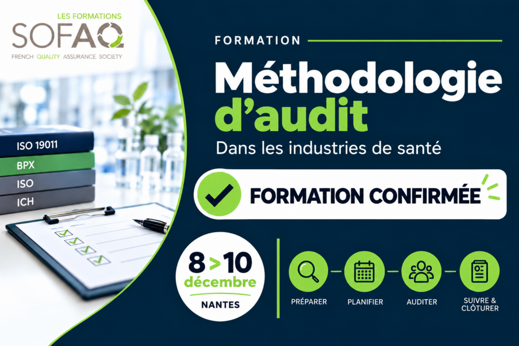 Formation confirmée : Méthodologie d’audit – Du 8 au 10 décembre 2026 à Nantes